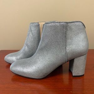 NWT WHBM silver leather ankle boots